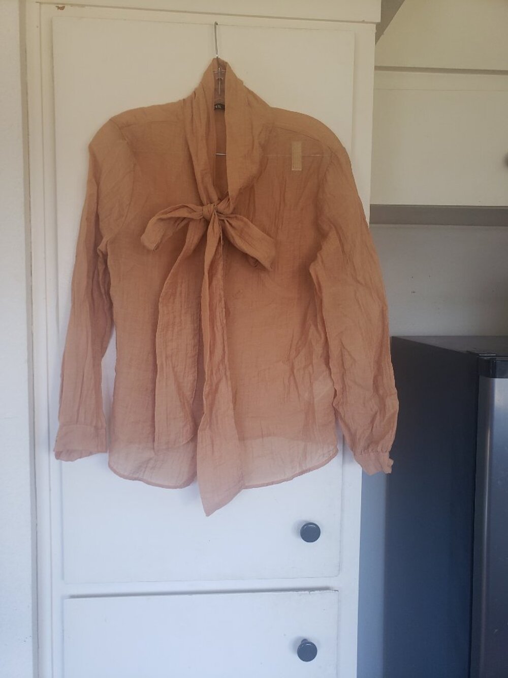 Zara Tan Gausy Blouse Size Small